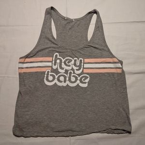 Unbranded Tank Top Women's Small Gray Hey Babe Racerback Shirt Sleeveless Top
